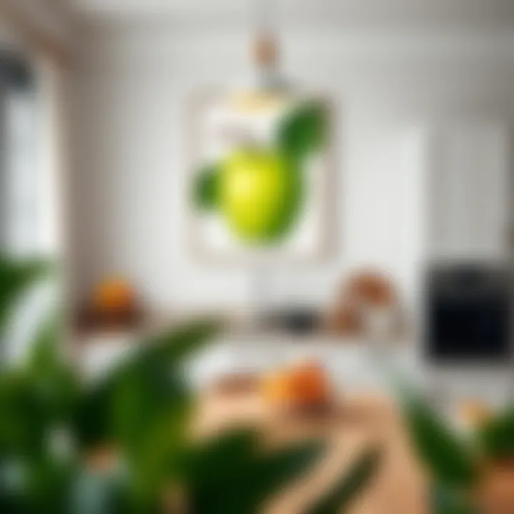 Chic Wall Art Featuring Green Apple Motif Green apple-themed wall art in a chic kitchen setting