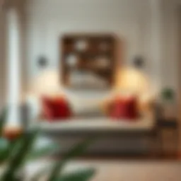 Elegant indoor bench with plush cushions enhancing a cozy living space