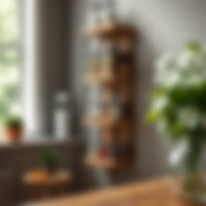 Vertical spice shelf maximizing kitchen space