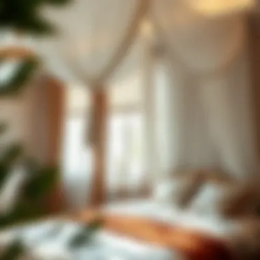 Elegant installation of light proof bed curtains in a serene environment