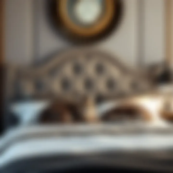 Sophisticated Headboard with Cat Bed Integration Elegant headboard design with integrated cat bed