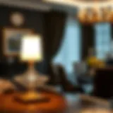 Elegantly styled table lamp illuminating a sophisticated dining setting