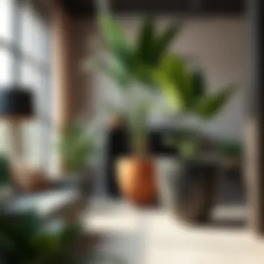 Interior Design with Giant Pots Chic interior space adorned with stylish giant pots as centerpieces