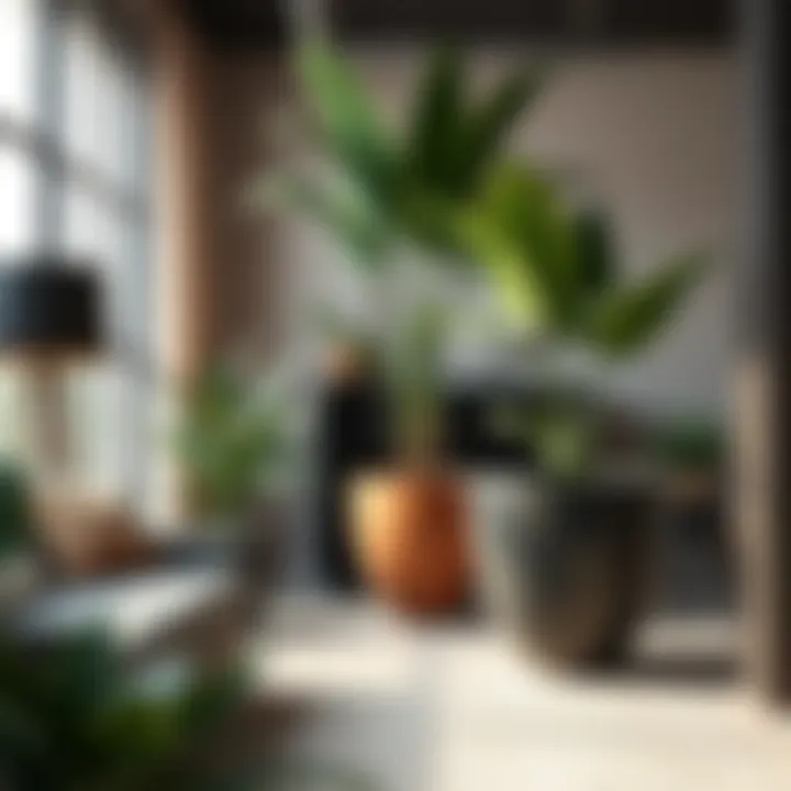 Interior Design with Giant Pots Chic interior space adorned with stylish giant pots as centerpieces