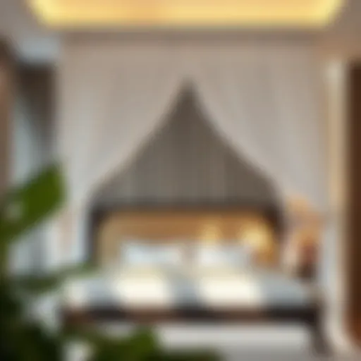 Luxurious canopy bed adorned with light proof curtains