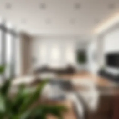 Sleek Minimalist Living Space Minimalist living room with sleek furniture and neutral tones