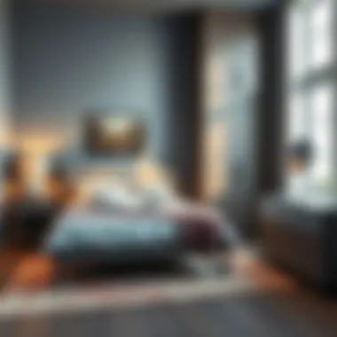 Artful bedroom showcasing lockable furniture