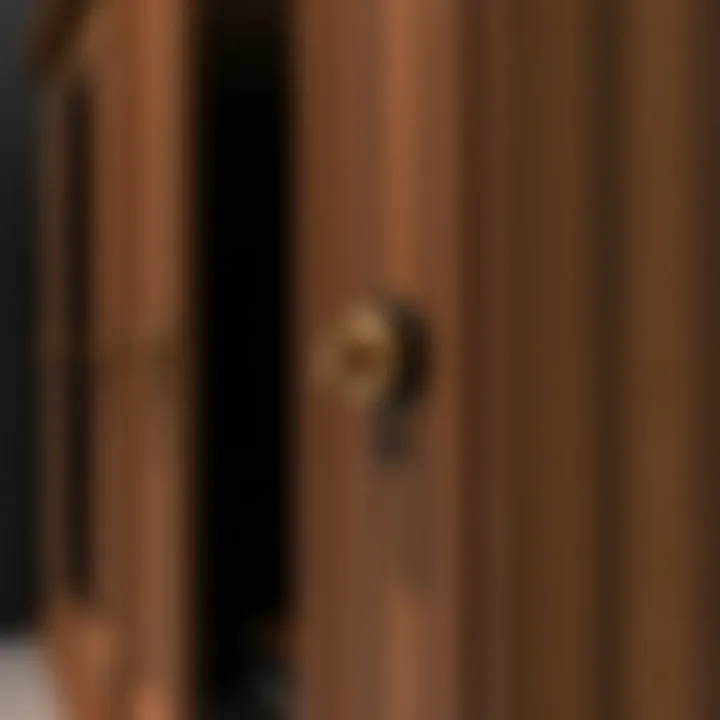 Close-up of the locking mechanism and security features in armoire