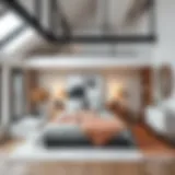 Elegant loft bedroom with minimalistic design