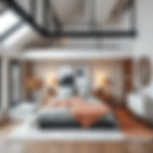 Elegant loft bedroom with minimalistic design