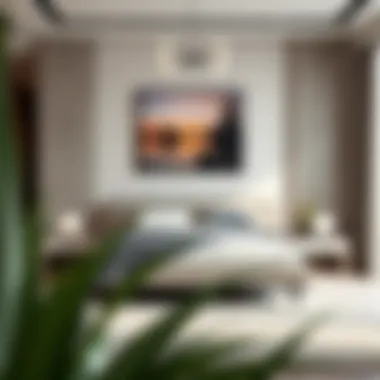 Contemporary low profile bed frame integrated into bedroom decor