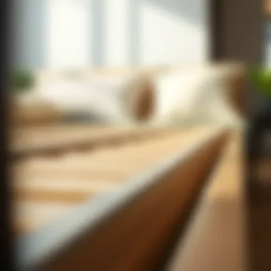 Close-up of materials used in low profile bed frames