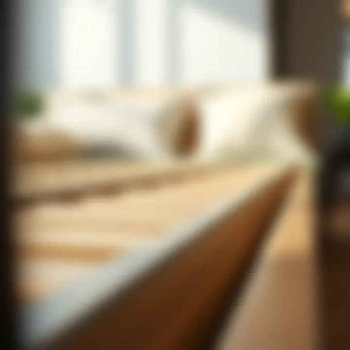 Close-up of materials used in low profile bed frames