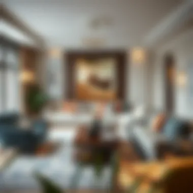 An elegant living room showcasing a harmonious blend of colors and textures.