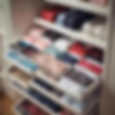Close-up of various types of underwear organizers displayed effectively.