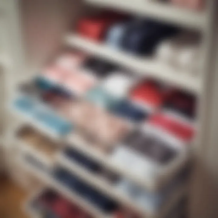 Close-up of various types of underwear organizers displayed effectively.