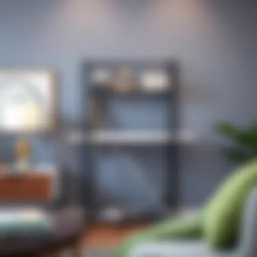 A modern ironing board storage rack showcasing sleek design.