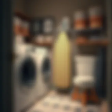 An organized laundry room featuring a well-placed ironing board storage solution.