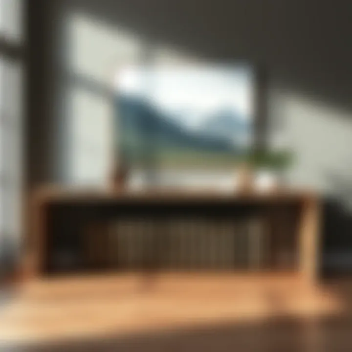 A contemporary console table featuring unique materials and design elements