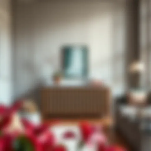 Elegant console table placed over a radiator in a stylish living room