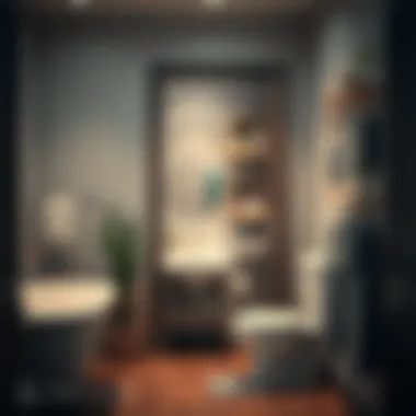 Neatly arranged overdoor storage solution in a bathroom