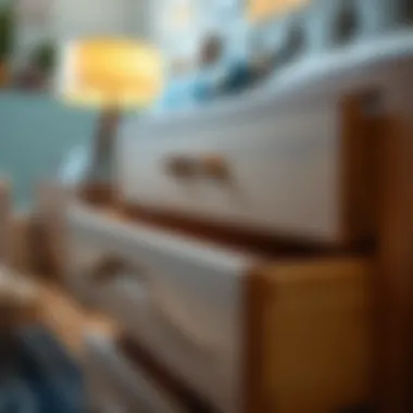 Close-up of drawer features in a Walmart bed