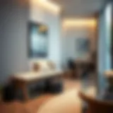 Modern small space bench in a chic living room