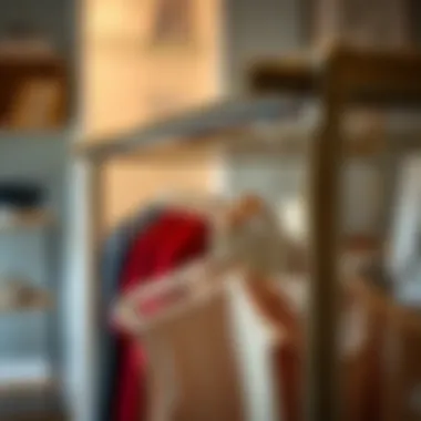 Close-up of versatile metal folding clothes rack showcasing design features