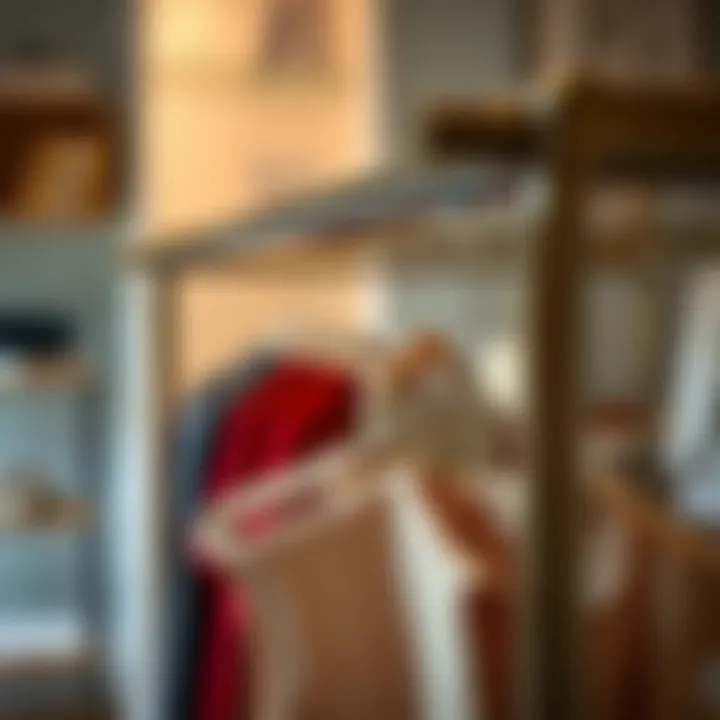 Close-up of versatile metal folding clothes rack showcasing design features