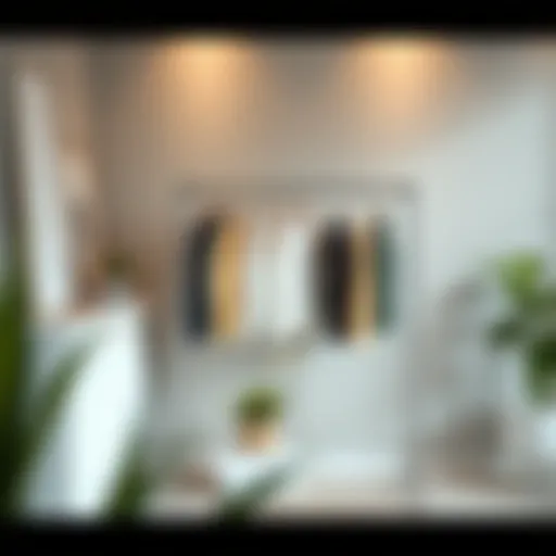 Stylish metal folding clothes rack in modern home setting