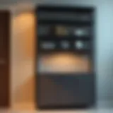 Sleek metal shelving cabinet with closed doors showcasing modern design