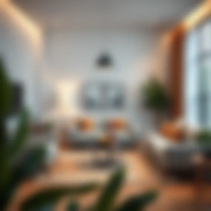 Optimized Layout for Small Spaces Optimized layout of small living room reflecting mid-century style