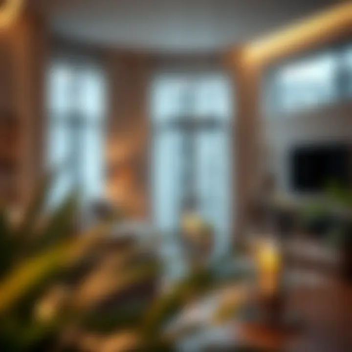 Contemporary Living Room with Chrome Lanterns Modern living room featuring chrome lantern decor