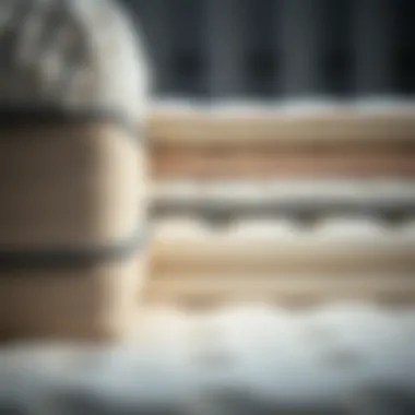 Close-up of various mattress materials.