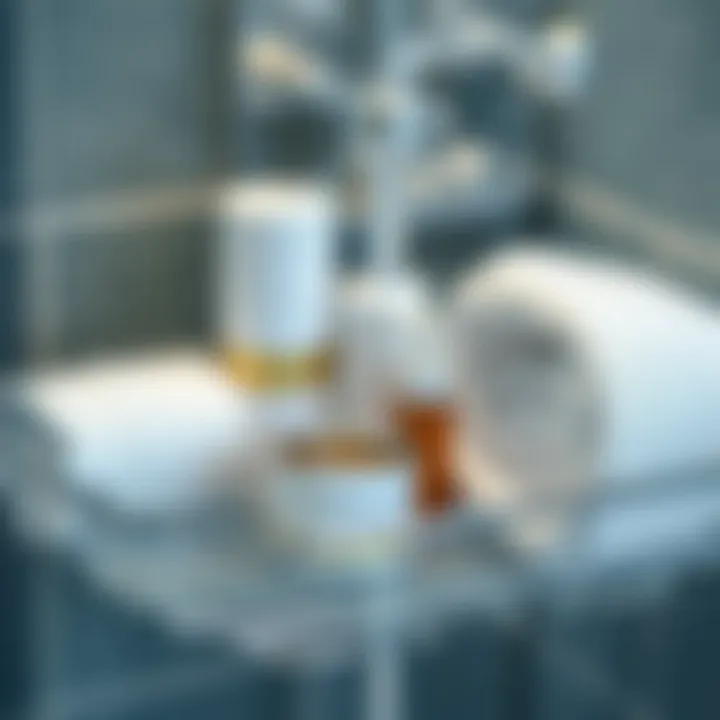 Close-up of materials used in shower caddies