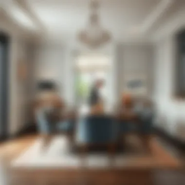 Chic decor ideas for a small dining space with an eight-person table