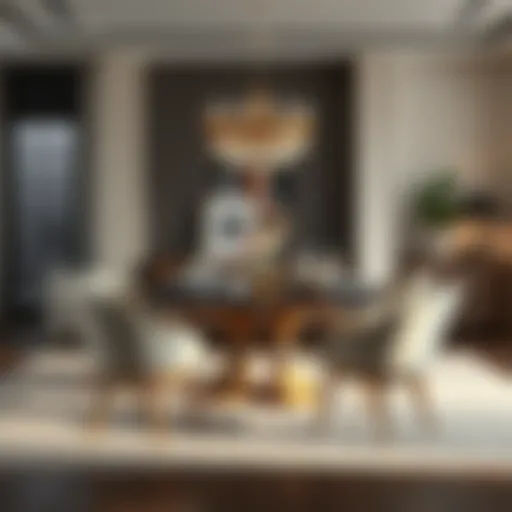 Elegant small dining table set for eight in a modern interior