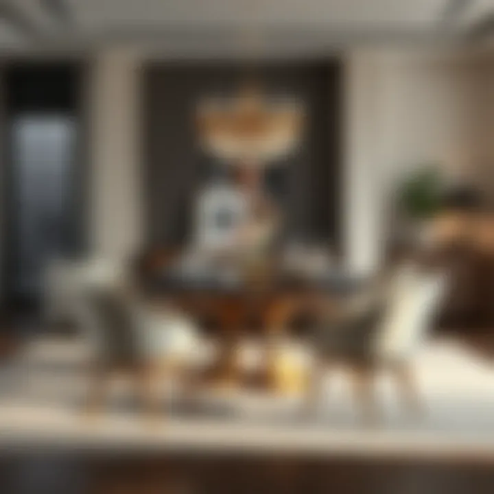 Elegant small dining table set for eight in a modern interior