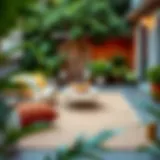 Elegant outdoor jute rug enhancing garden aesthetics