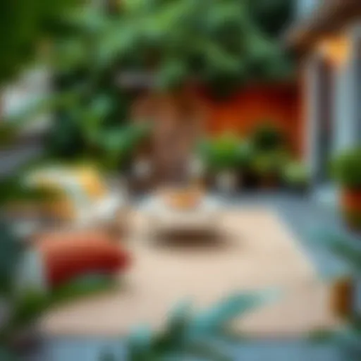 Elegant outdoor jute rug enhancing garden aesthetics