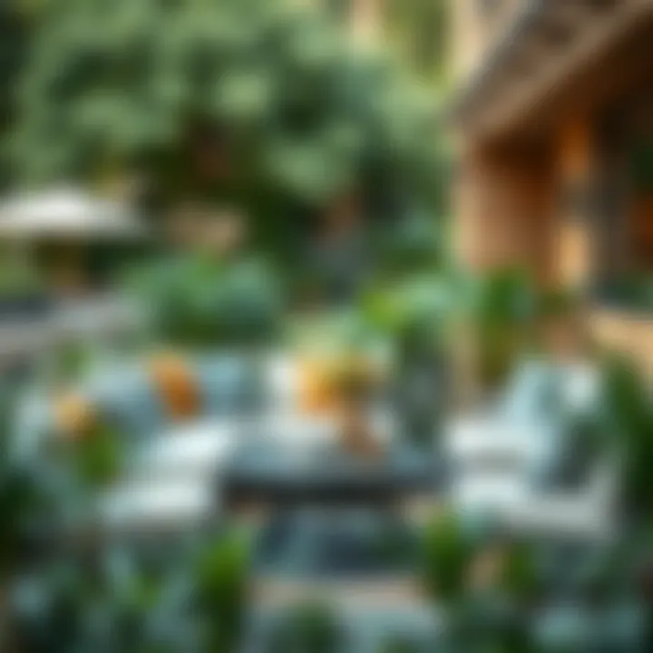 Aesthetically Pleasing Outdoor Seating with Fresh Cushions Stylish outdoor seating area with new cushions