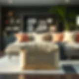 Stylish pillow storage container in a modern living room setting