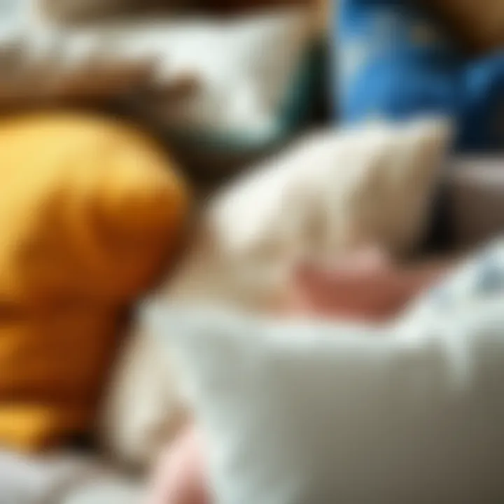 Close-up of various materials used in pillow storage solutions