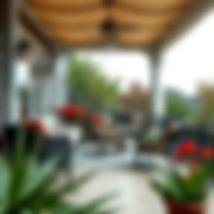 Beautifully decorated porch with sunshade