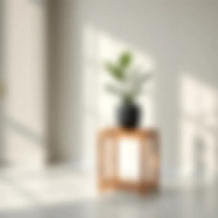 Elegant Minimalist Plant Stand Elegant rectangular wood plant stand in a minimalist setting