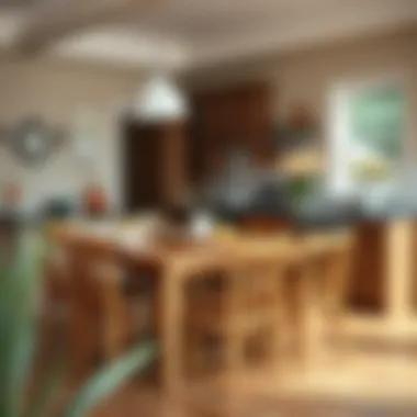 Stylish Wooden Kitchen Set Elegant wooden kitchen table with matching chairs in a cozy dining area