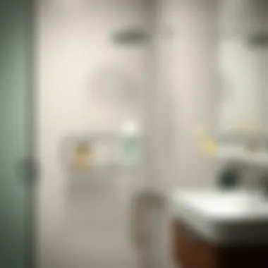 Compact wall-mounted shampoo caddy in a minimalist bathroom