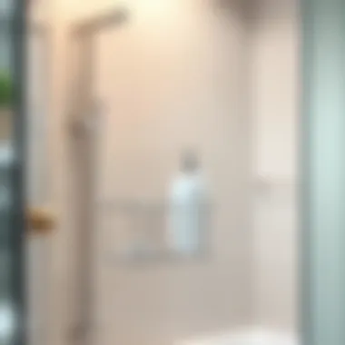 Elegant metal shampoo caddy in a modern shower