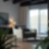 A stylish single cushion chair in a contemporary living room setting