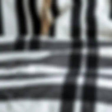 Texture of Striped Fabric Close-up of fabric texture showcasing black and white stripes.